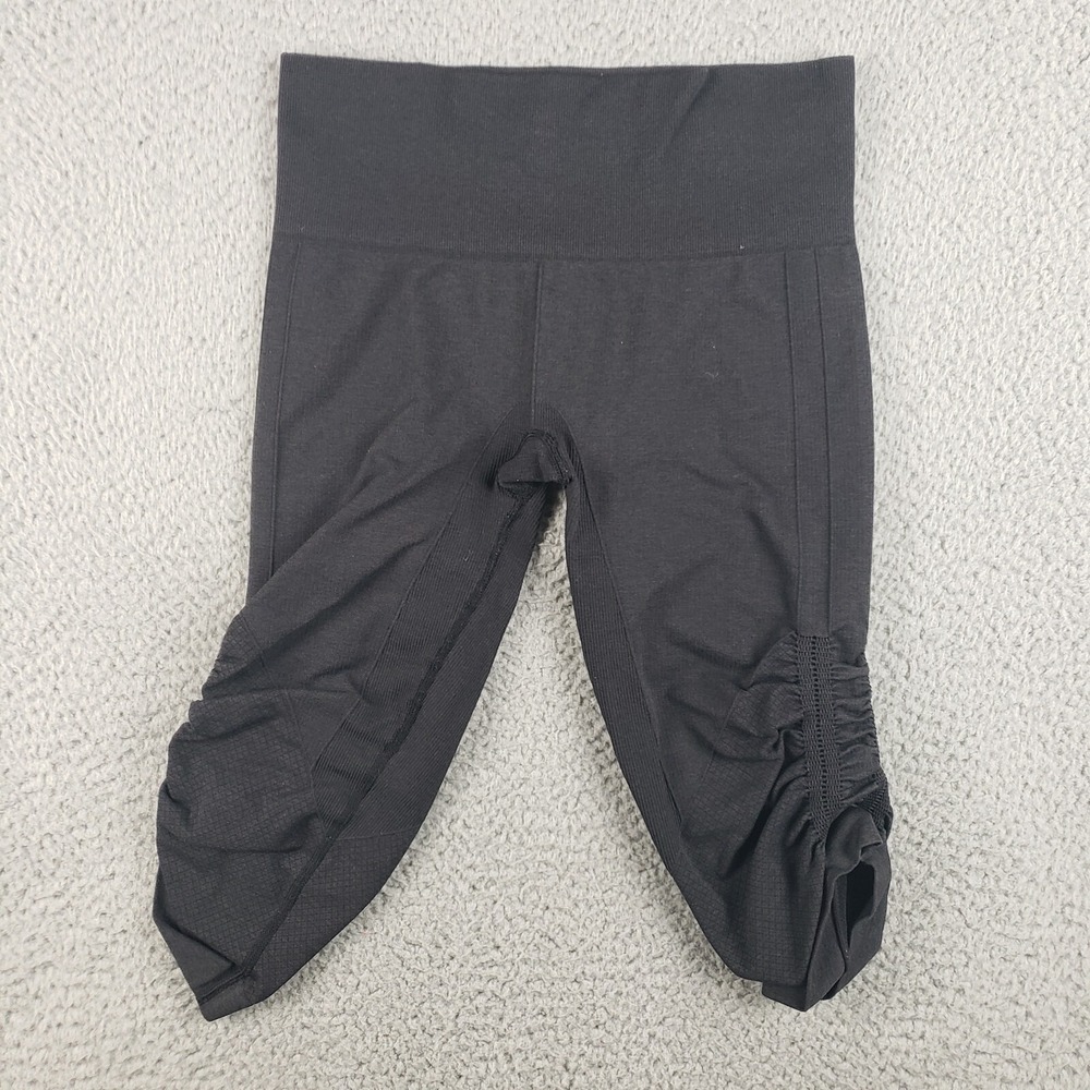 Lululemon Leggings Womens 2XS Black In The Flow Crop Seamless Knee Length
